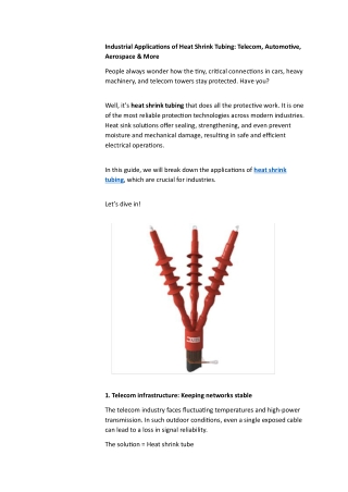Industrial Applications of Heat Shrink Tubing