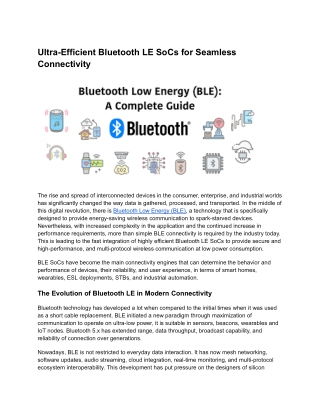 Ultra-Efficient Bluetooth LE SoCs for Seamless Connectivity