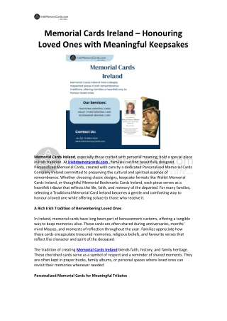 Memorial Cards Ireland – Honouring Loved Ones