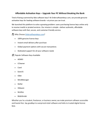 Affordable Activation Keys