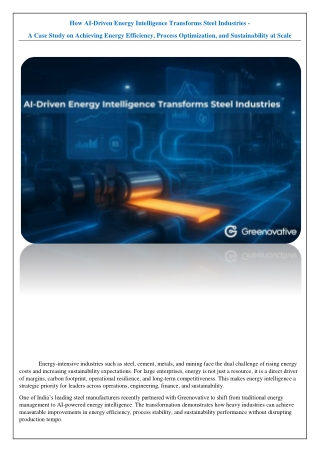 AI Energy Intelligence in Steel Industries | Optimization & Sustainability