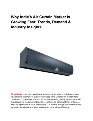 Why India’s Air Curtain Market Is Growing Fast | Cronax Industries