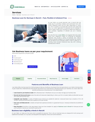 business loan for startups in Ranchi | Business Loan in Ranchi