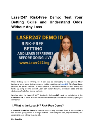 Laser247 Risk-Free Demo Test Your Betting Skills and Understand Odds Without Any Loss