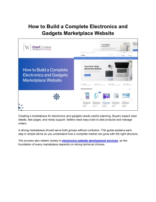 Complete Guide to Building an Electronics and Gadgets Marketplace