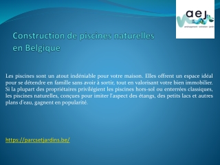 Construction de piscines naturelles en Belgique