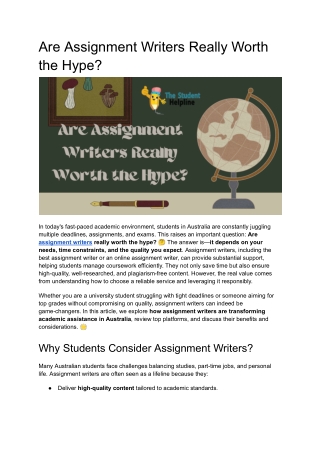 Are Assignment Writers Really Worth the Hype
