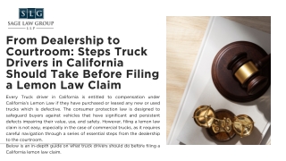 From Dealership to Courtroom Steps Truck Drivers in California Should Take Before Filing a Lemon Law Claim