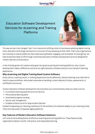 SynergyTop: An e learning software development company creating smart digital