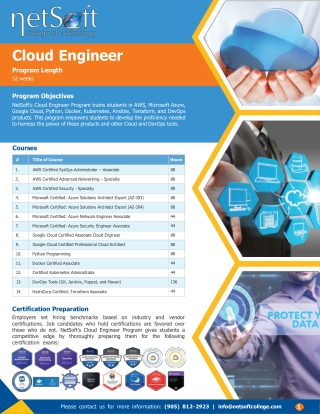 Cloud Engineer Certification Mississauga  - NetSoft College of Technology