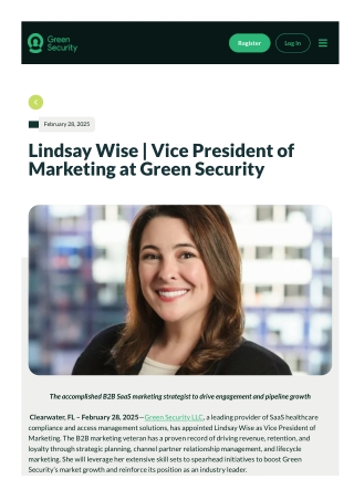 Lindsay Wise Vice President of Marketing Strengthening Visitor Screening System