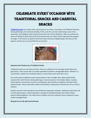 Celebrate Every Occasion with Traditional Snacks and Carnival Snacks