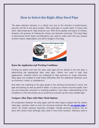 How to Select the Right Alloy Steel Pipe