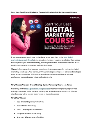 Start Your Best Digital Marketing Course in Kerala to Build a Successful Career
