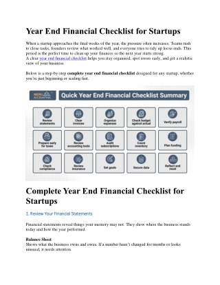 Year End Financial Checklist for Startups