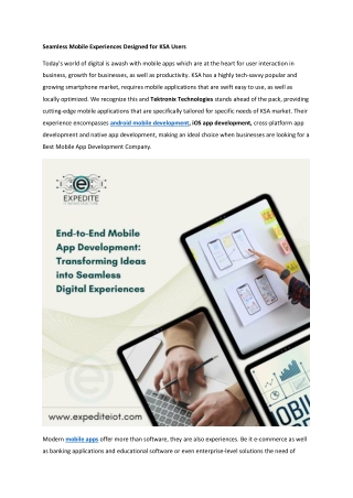 Seamless Mobile Experiences Designed for KSA Users
