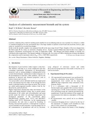 Analysis of calorimetric measurement bismuth and tin system