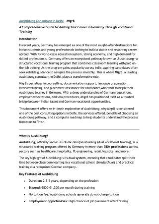 Ausbildung Consultant in Delhi