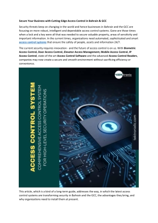 Secure Your Business with Cutting-Edge Access Control in Bahrain & GCC