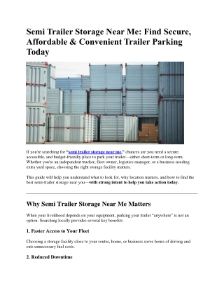 Semi Trailer Storage Near Me