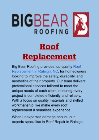 Roof Replacement in Raleigh, NC: Affordable and Long-Lasting Results
