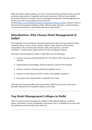 hotel management colleges list in delhi