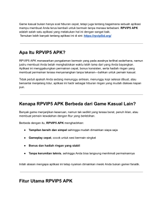 RPVIP5 APK _ Panduan Santai untuk Pengalaman Game Kasual yang Ringan & Menghibur