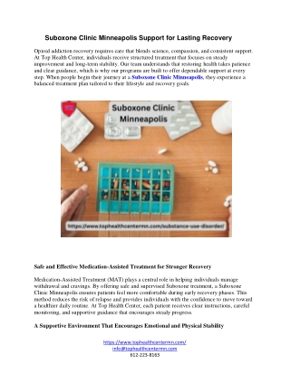 Suboxone Clinic Minneapolis Support for Lasting Recovery