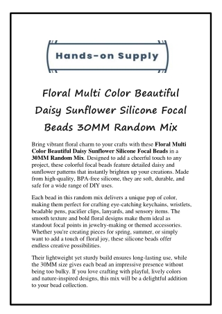 Floral Multi Color Beautiful Daisy Sunflower Silicone Focal Beads 30MM Random Mix (1)