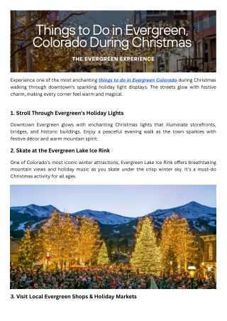 Things to Do in Evergreen, Colorado During Christmas.