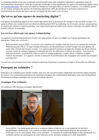 Webinaire gratuit : les bonnes pratiques des agences de marketing digital !