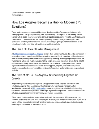 fulfillment center services los angeles