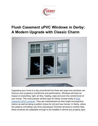 Flush Casement uPVC Windows in Derby: Stylish, Secure & Energy-Efficient Home