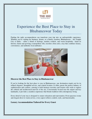 Experience the Best Place to Stay in Bhubaneswar Today