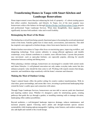 Transforming Homes in Taupo with Smart Kitchen and Landscape Renovations 