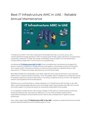 Best IT Infrastructure AMC in UAE – Reliable Annual Maintenance