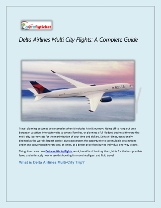 Delta Airlines Multi City Flights