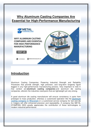 Why Aluminum Casting Companies Are Essential for High-Performance Manufacturing