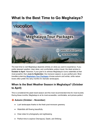 What Is the Best Time to Go Meghalaya?