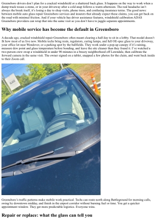 Mobile Auto Glass Repair in Greensboro: Insurance Claims Made Easy