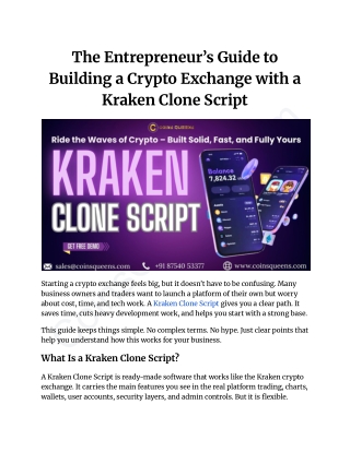 The Entrepreneur’s Guide to Building a Crypto Exchange with a Kraken Clone Script