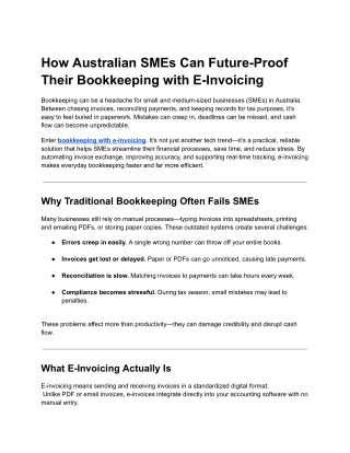 How Australian SMEs Can Future-Proof Their Bookkeeping with E-Invoicing
