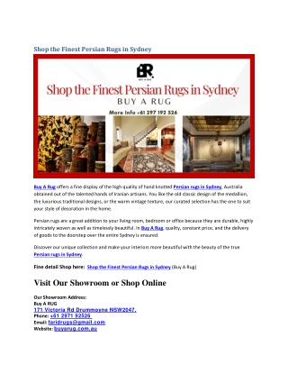 Shop the Finest Persian Rugs in Sydney