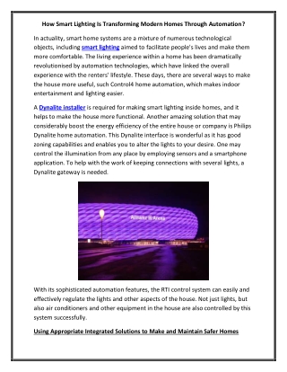 How Smart Lighting Is Transforming Modern Homes Through Automation