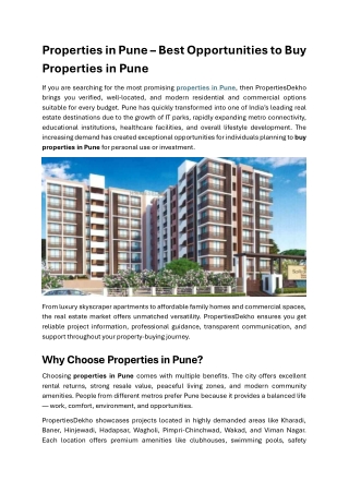 Properties in Pune – Best Opportunities to Buy Properties in Pune