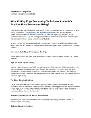 What Cutting-Edge Processing Techniques Are India's Psyllium Husk Processors Using_