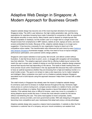 Adaptive Web Design in Singapore: A Modern Approach for Business Growth