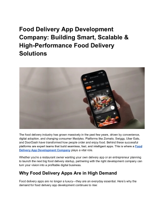 Food Delivery App Development Company_ Building Smart, Scalable & High-Performance Food Delivery Solutions