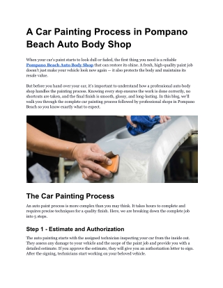A Car Painting Process in Pompano Beach Auto Body Shop