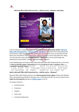 Microsoft Office 2024 Professional Plus – Lifetime License – Windows